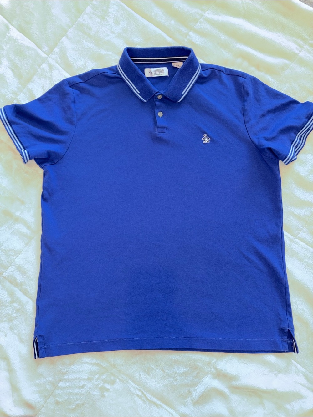 100% Cotton Original Penguin Short Sleeve Polo Shirt in Royal Blue